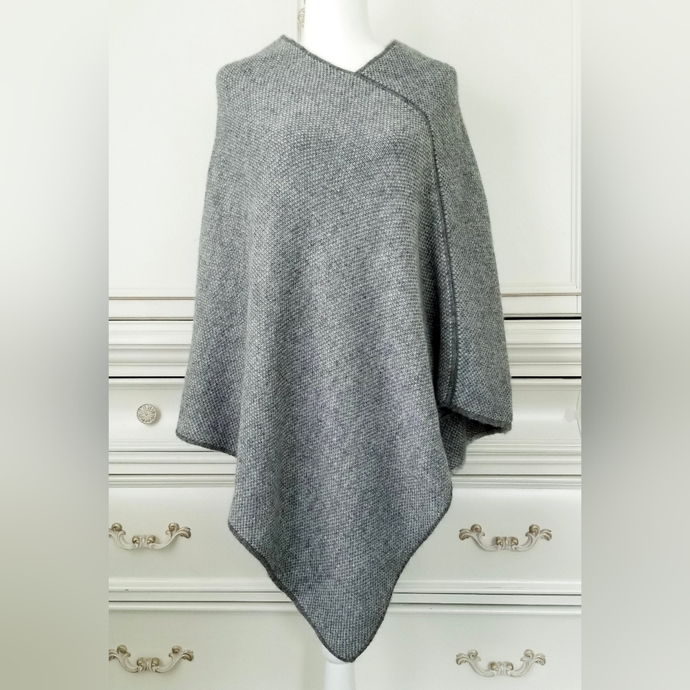 Fratelli Talli Gray Wool Alpaca Blend Knit Poncho Made In Italy
